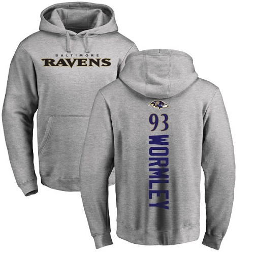 Men Baltimore Ravens Ash Chris Wormley Backer NFL Football #93 Pullover Hoodie Sweatshirt->women nfl jersey->Women Jersey